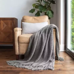Gray Slubbed Yarn Throw