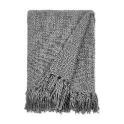Gray Slubbed Yarn Throw
