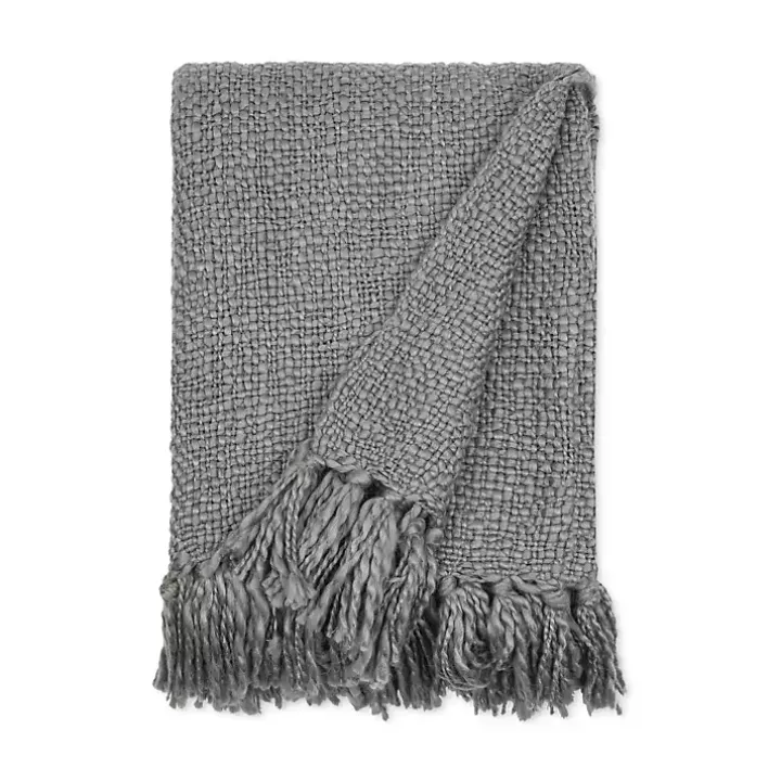 Gray Slubbed Yarn Throw