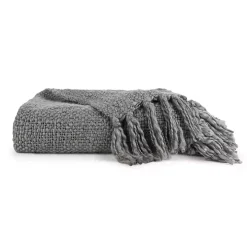 Gray Slubbed Yarn Throw