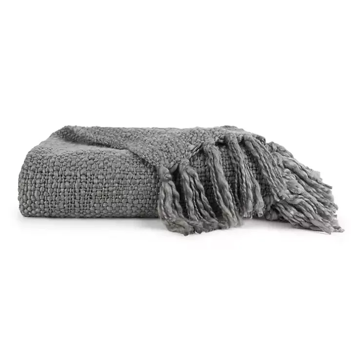Gray Slubbed Yarn Throw