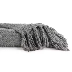 Gray Slubbed Yarn Throw