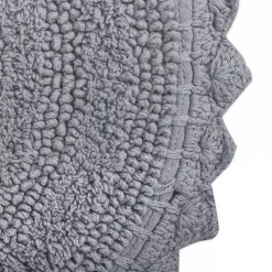 Gray Small Crochet Oval Bath Mat