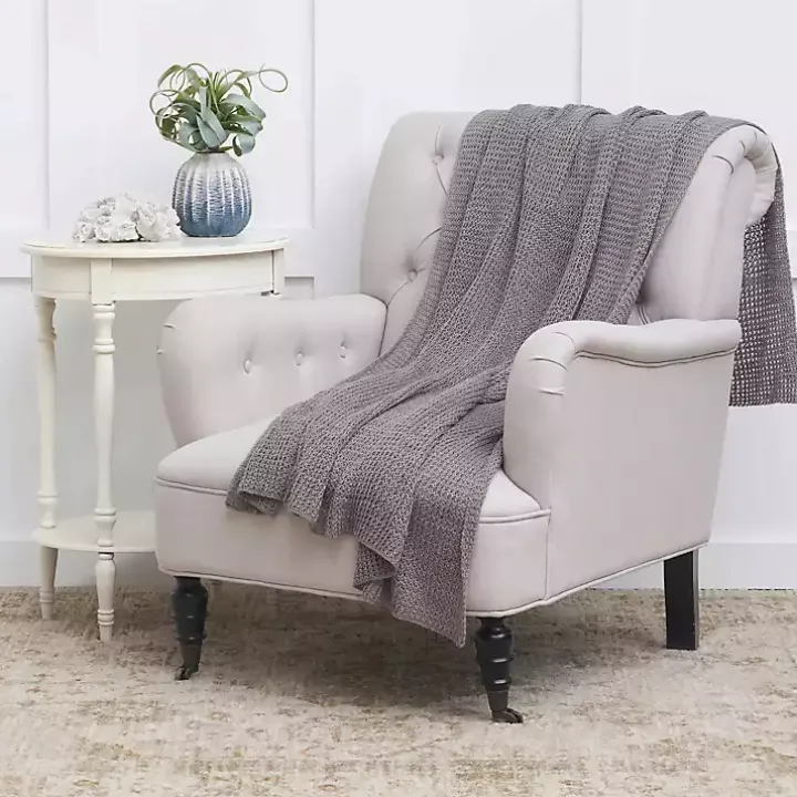Gray Soft Knitted Throw