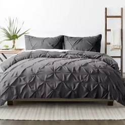 Gray Soft Pinched 3-pc. Twin Duvet Cover Set
