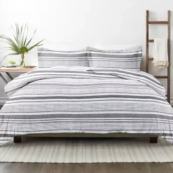 Gray Soft Striped 3-Pc. Twin Duvet Cover Set