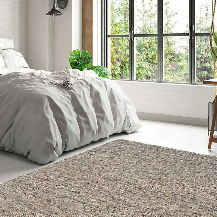 Gray Speckled Woven Wool and Jute Area Rug, 7x10