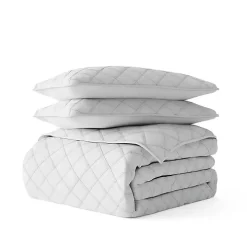 Gray Stitched Diamond 2-pc. Twin Quilt Set