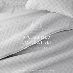 Gray Stitched Diamond 2-pc. Twin Quilt Set