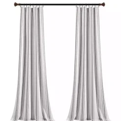 Gray Stripe Farmhouse Curtain Panel Set, 95 in.