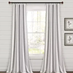 Gray Stripe Farmhouse Curtain Panel Set, 95 in.