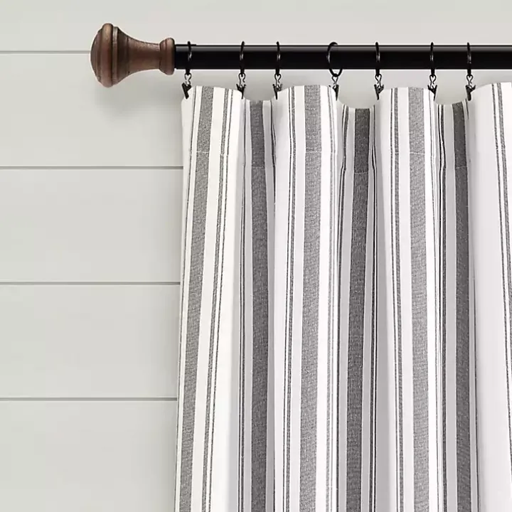 Gray Stripe Farmhouse Curtain Panel Set, 95 in.