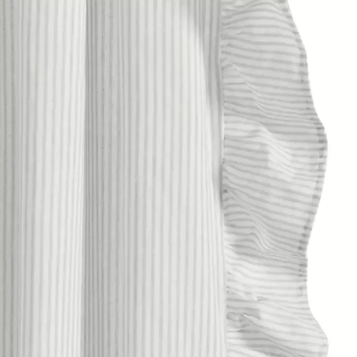 Gray Stripe Ruffled Curtain Panel Set, 84 in.
