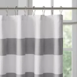 Gray Stripe Waffle Weave Shower Curtain