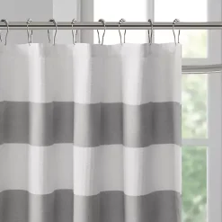 Gray Stripe Waffle Weave Shower Curtain