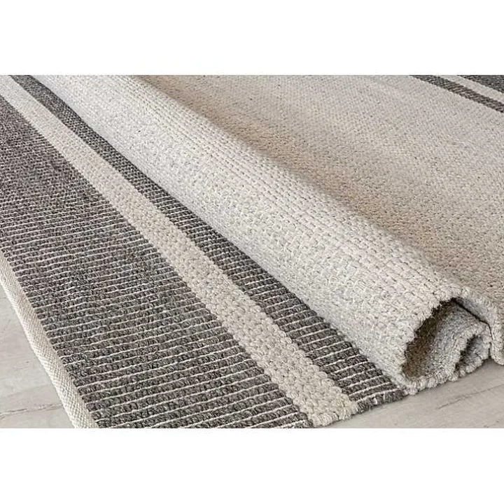 Gray Striped Border Area Rug