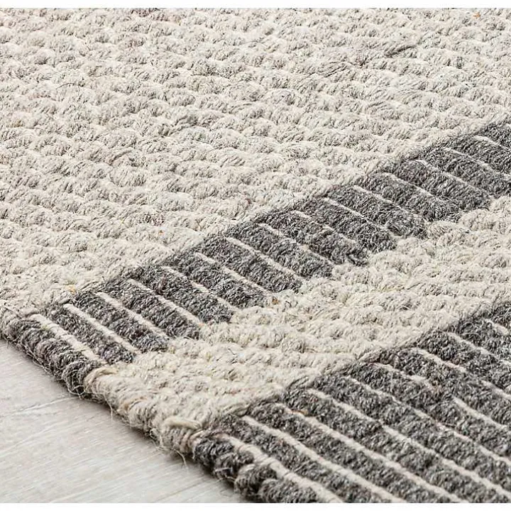 Gray Striped Border Area Rug