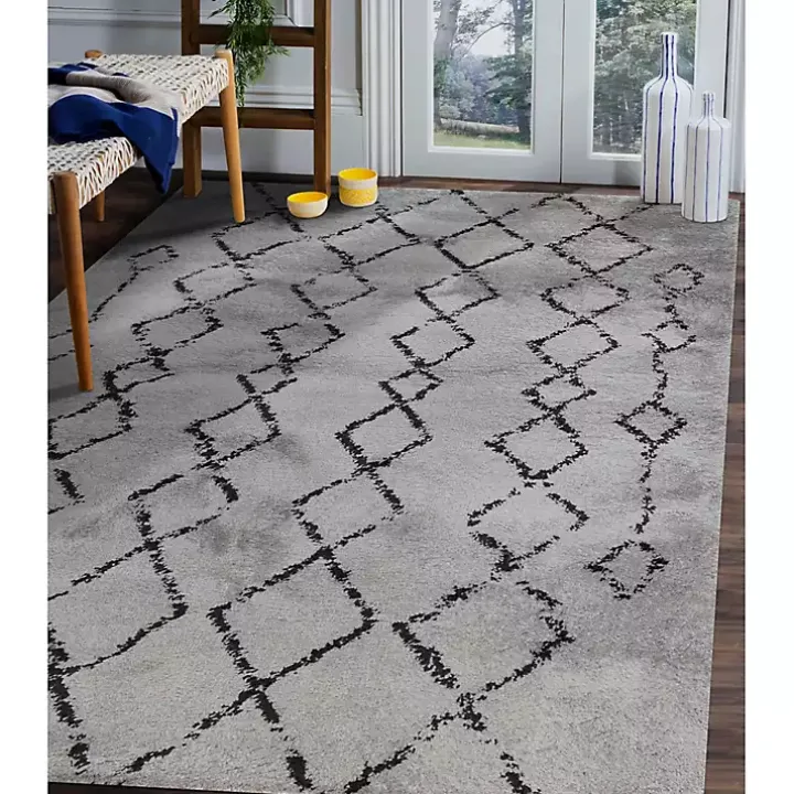 Gray Striped Diamond Area Rug, 5x8