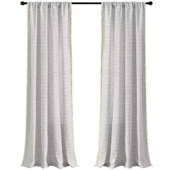 Gray Striped Tassel Curtain Panel Set, 84 in.