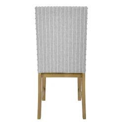 Gray Stripes Nailhead Dining Chairs, Set of 2