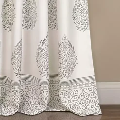 Gray Teardrop Leaves Curtain Panel Set, 84 in.