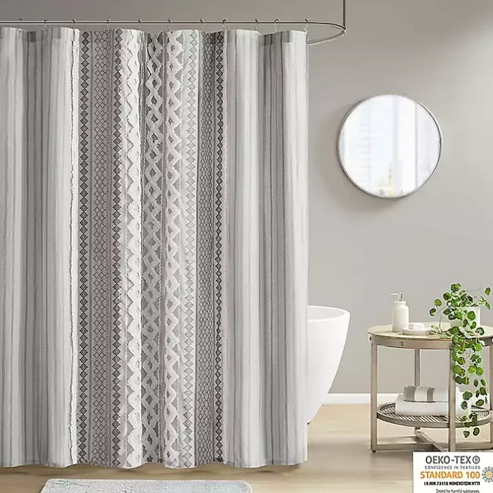 Gray Textured Chenille Shower Curtain