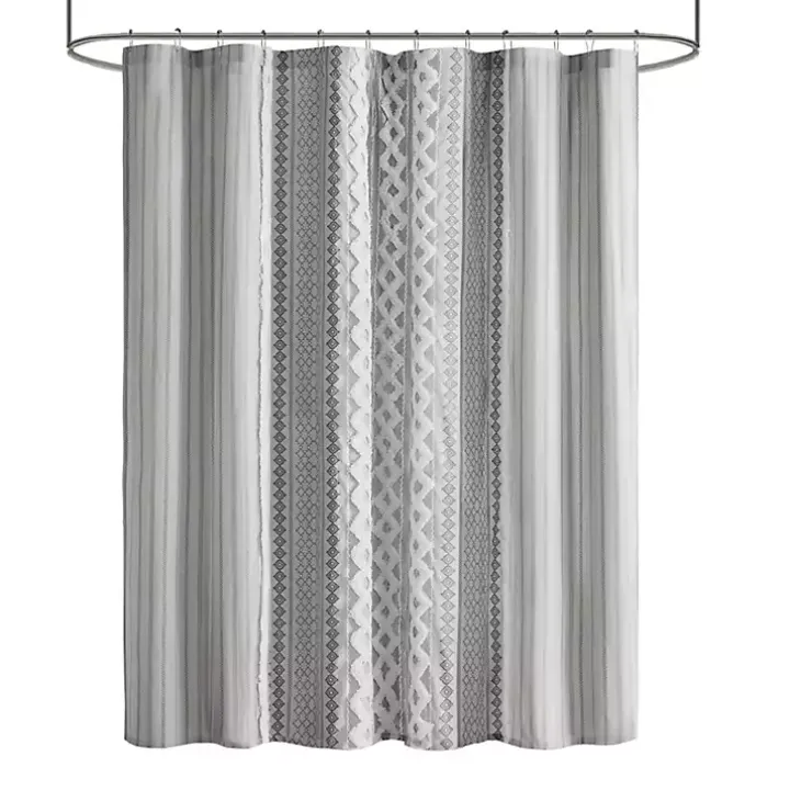 Gray Textured Chenille Shower Curtain
