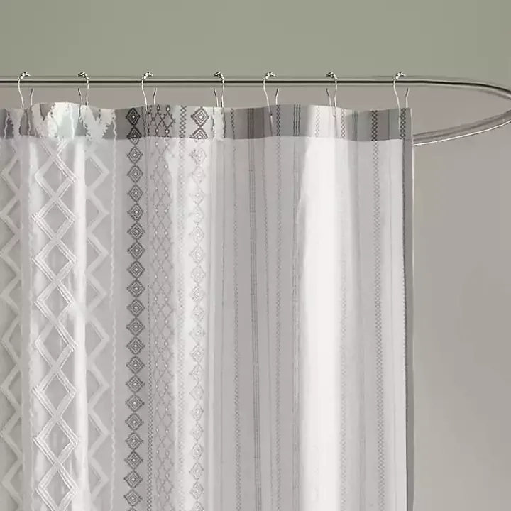 Gray Textured Chenille Shower Curtain