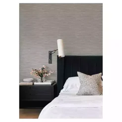 Gray Textured Grassweave Peel & Stick Wallpaper