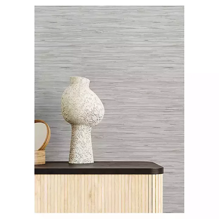 Gray Textured Grassweave Peel & Stick Wallpaper