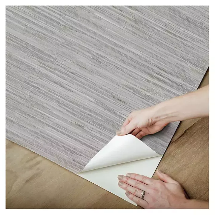 Gray Textured Grassweave Peel & Stick Wallpaper