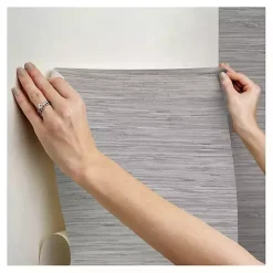 Gray Textured Grassweave Peel & Stick Wallpaper