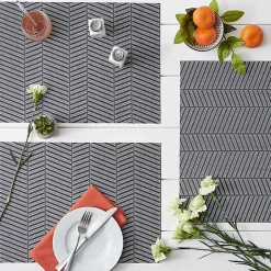 Gray Textured Twill Weave Placemats, Set of 6