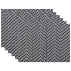Gray Textured Twill Weave Placemats, Set of 6