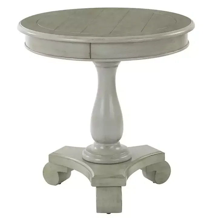 Gray Traditional Round Pedestal Accent Table