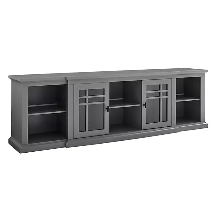Gray Transitional Breakfront 2-Door Media Console