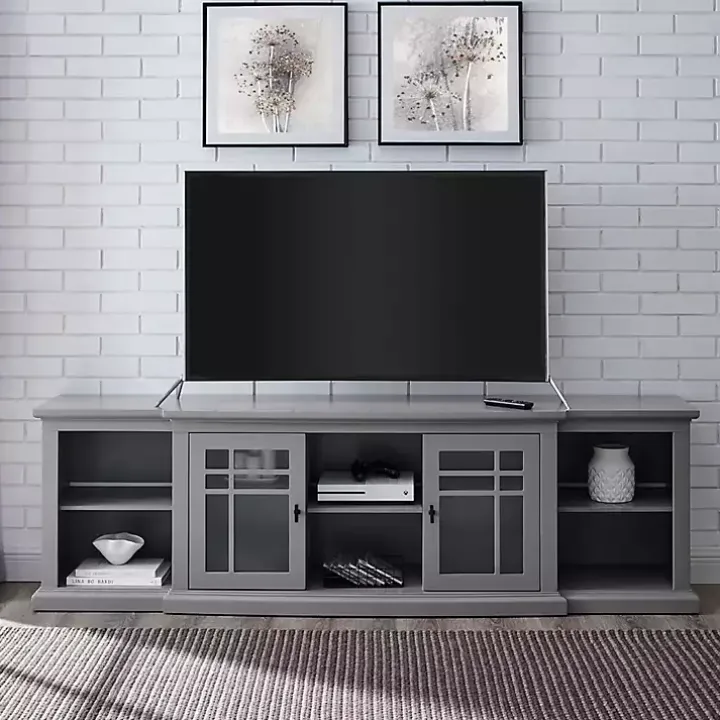 Gray Transitional Breakfront 2-Door Media Console