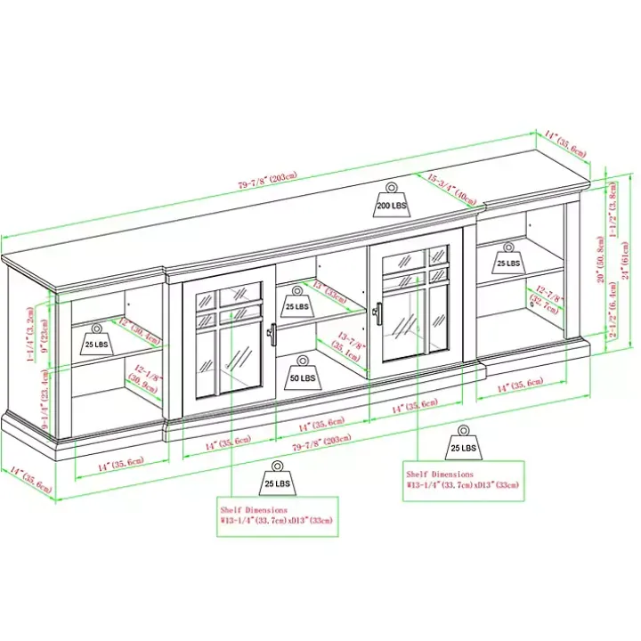 Gray Transitional Breakfront 2-Door Media Console