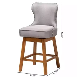 Gray Tufted Back Swivel Counter Stools, Set of 2