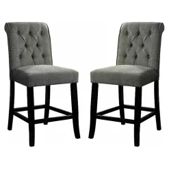 Gray Tufted Landon Counter Stools, Set of 2