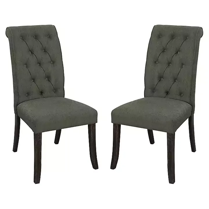 Gray Tufted Landon Dining Chairs, Set of 2