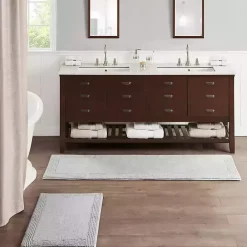 Gray Tufted Reversible Bath Mat, 34 in.