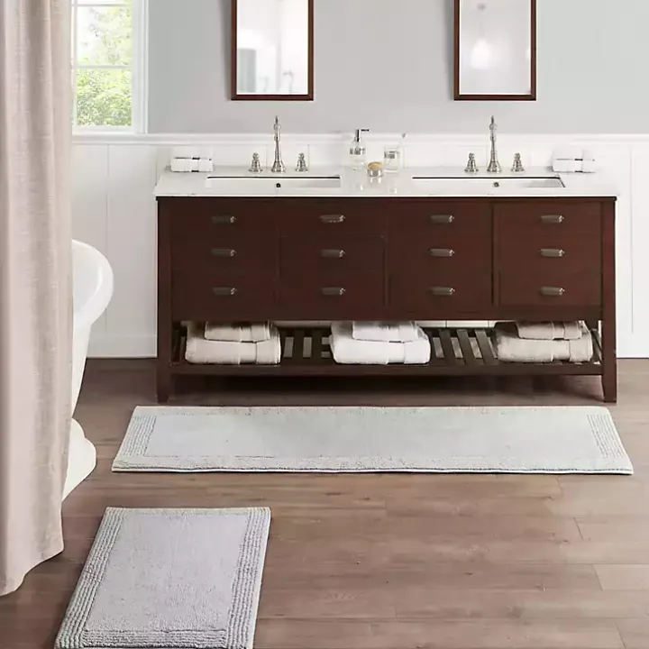 Gray Tufted Reversible Bath Runner