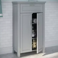 Gray Two-Door Top Shelf Cabinet