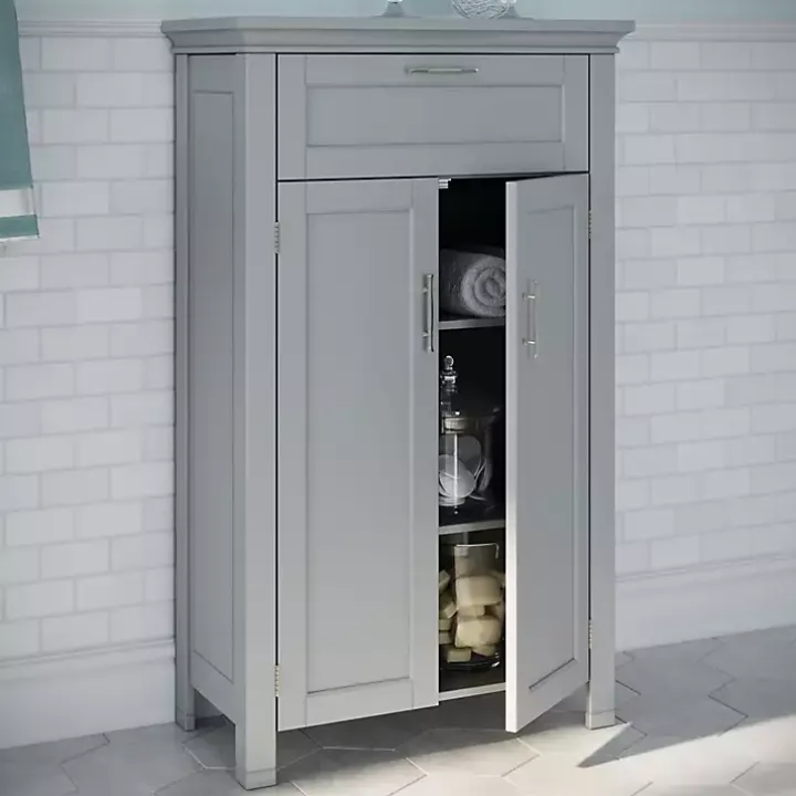 Gray Two-Door Top Shelf Cabinet