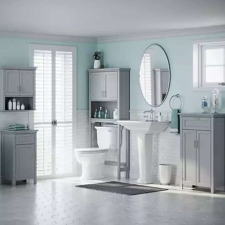 Gray Two-Door Top Shelf Cabinet