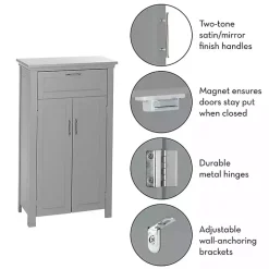 Gray Two-Door Top Shelf Cabinet