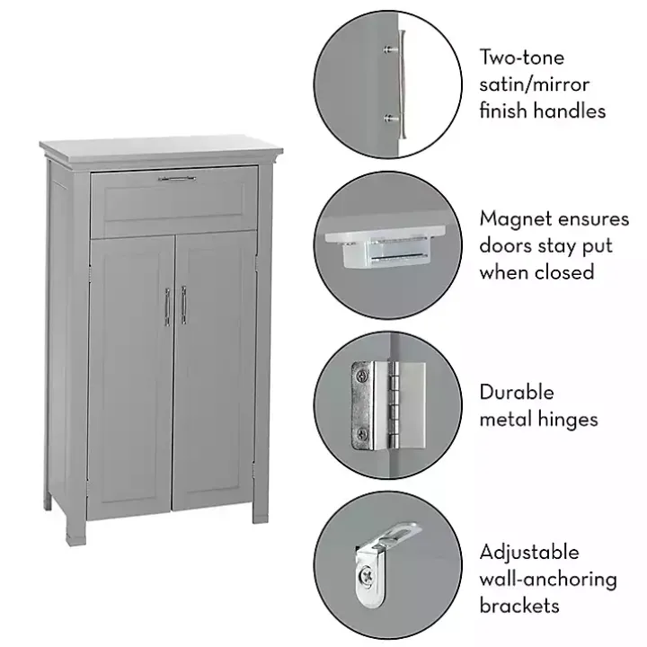Gray Two-Door Top Shelf Cabinet
