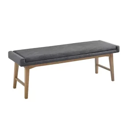Gray Upholstered and Wood Legs Bench