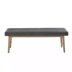 Gray Upholstered and Wood Legs Bench